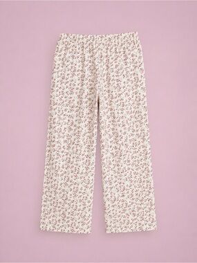 Better Together🌸~🌸 100% Cotton,Floral Wide-Leg Lounge Pants - Ivory Floral